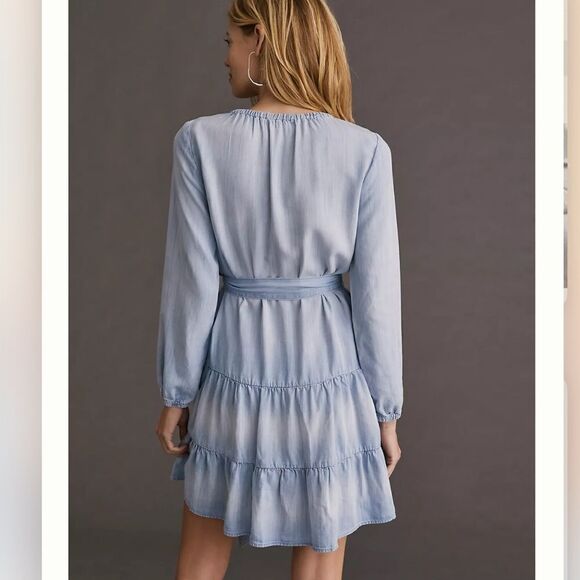 Anthropologie Cloth and Stone Tiered Tencel Chambray Dress NWT - Picture 11 of 12